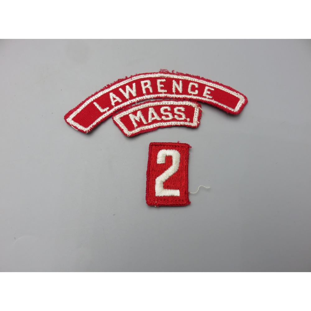 Vintage Boy Scout  Lawrence Massachusetts #2 Half Strip Patch Set Red White